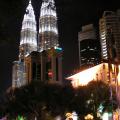 Petronas Towers:<BR />Saloma Bistro, where the conference banquet was held, is in the foreground. (Excuse the blurry handheld night shot).